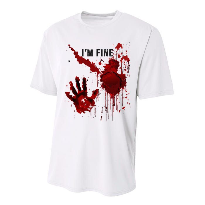 IM Fine Bloody Hand Blood Stained Blood Splatter Halloween Performance Sprint T-Shirt