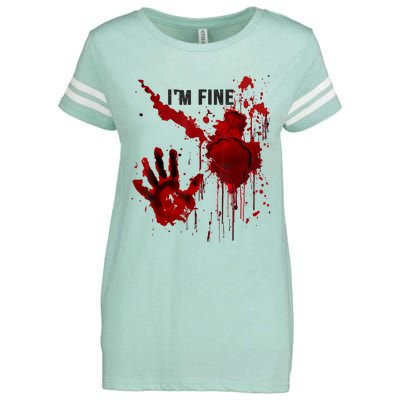 Im Fine Bloody Blood Bloodstained Hand Splatter Halloween Enza Ladies Jersey Football T-Shirt