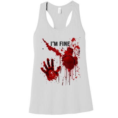 Im Fine Bloody Blood Bloodstained Hand Splatter Halloween Women's Racerback Tank