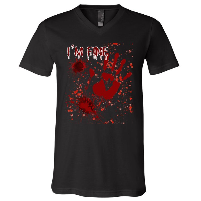 IM Fine Bloody Last Minutes Halloween Blood V-Neck T-Shirt