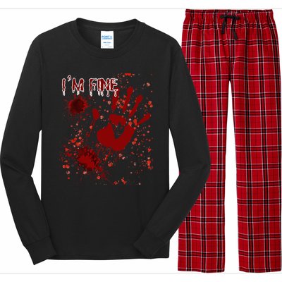 IM Fine Bloody Last Minutes Halloween Blood Long Sleeve Pajama Set