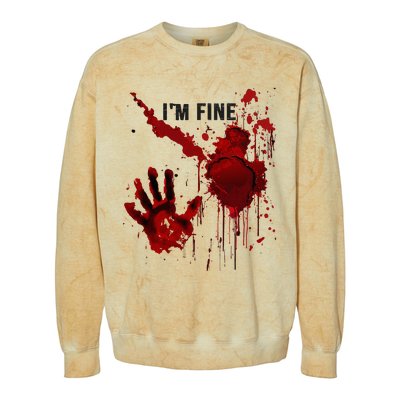 IM Fine Bloody Hand Blood Stained Blood Splatter Halloween Colorblast Crewneck Sweatshirt