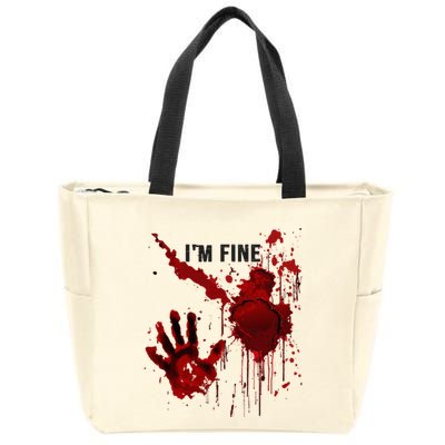 IM Fine Bloody Hand Blood Stained Blood Splatter Halloween Zip Tote Bag