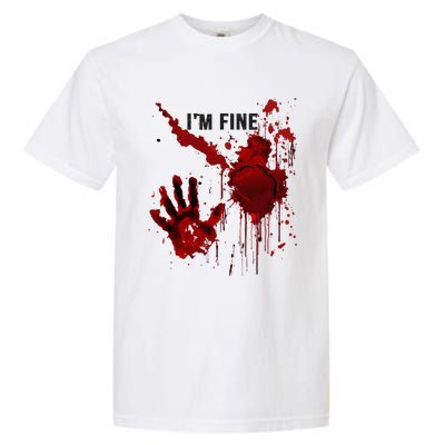 IM Fine Bloody Hand Blood Stained Blood Splatter Halloween Garment-Dyed Heavyweight T-Shirt