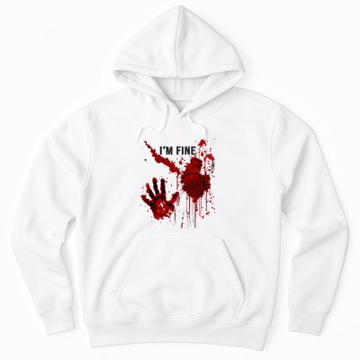 IM Fine Bloody Hand Blood Stained Blood Splatter Halloween Hoodie