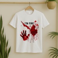 IM Fine Bloody Hand Blood Stained Blood Splatter Halloween T-Shirt