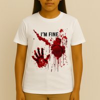 IM Fine Bloody Hand Blood Stained Blood Splatter Halloween T-Shirt