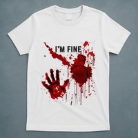 IM Fine Bloody Hand Blood Stained Blood Splatter Halloween T-Shirt