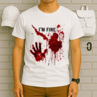IM Fine Bloody Hand Blood Stained Blood Splatter Halloween T-Shirt