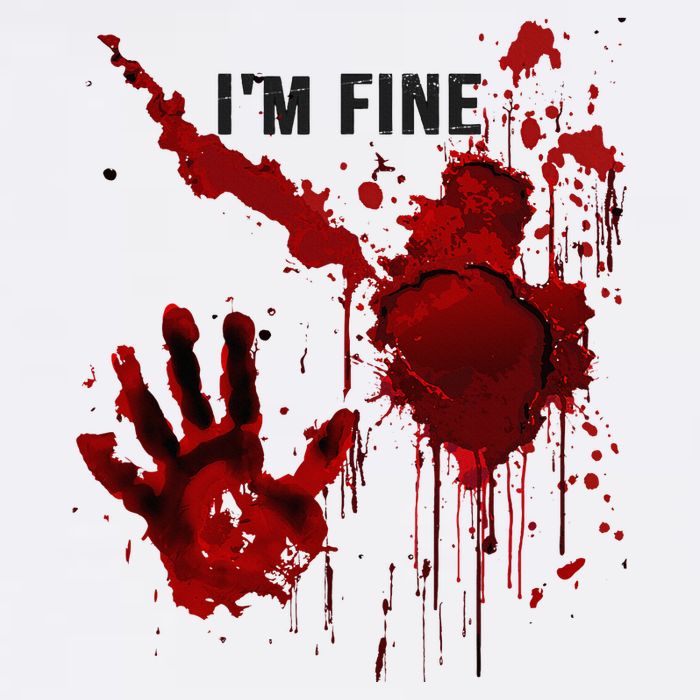 IM Fine Bloody Hand Blood Stained Blood Splatter Halloween T-Shirt