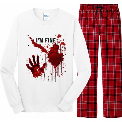 IM Fine Bloody Hand Blood Stained Blood Splatter Halloween Long Sleeve Pajama Set