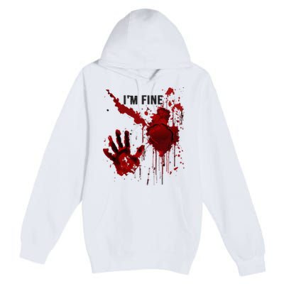 IM Fine Bloody Hand Blood Stained Blood Splatter Halloween Premium Pullover Hoodie