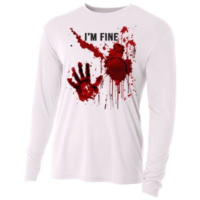 IM Fine Bloody Hand Blood Stained Blood Splatter Halloween Cooling Performance Long Sleeve Crew