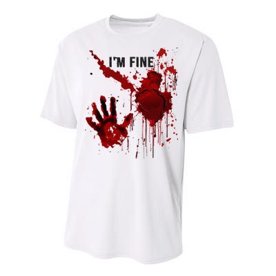 IM Fine Bloody Hand Blood Stained Blood Splatter Halloween Performance Sprint T-Shirt