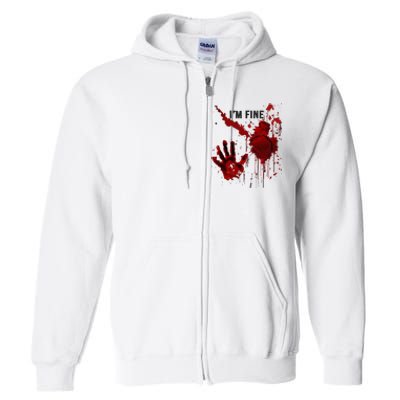 IM Fine Bloody Hand Blood Stained Blood Splatter Halloween Full Zip Hoodie