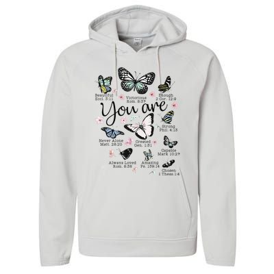 Inspirational Faithful Butterfly Design for Christians Performance Fleece Hoodie