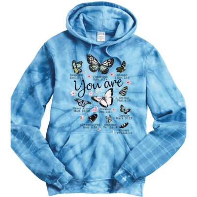 Inspirational Faithful Butterfly Design for Christians Tie Dye Hoodie