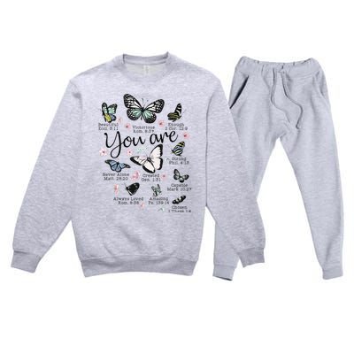 Inspirational Faithful Butterfly Design for Christians Premium Crewneck Sweatsuit Set