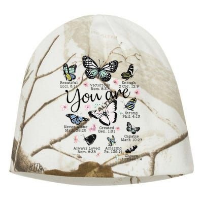 Inspirational Faithful Butterfly Design for Christians Kati - Camo Knit Beanie