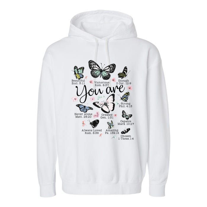 Inspirational Faithful Butterfly Design for Christians Garment-Dyed Fleece Hoodie