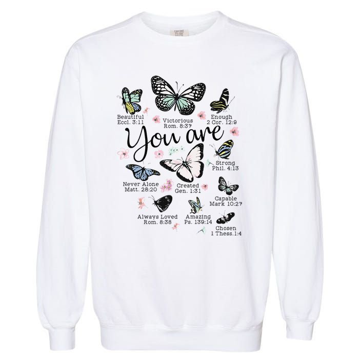 Inspirational Faithful Butterfly Design for Christians Garment-Dyed Sweatshirt