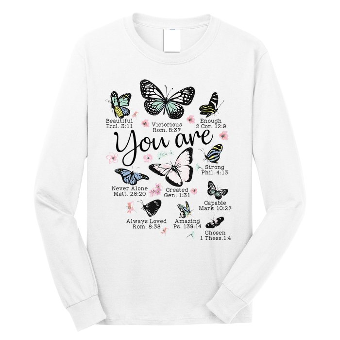 Inspirational Faithful Butterfly Design for Christians Long Sleeve Shirt