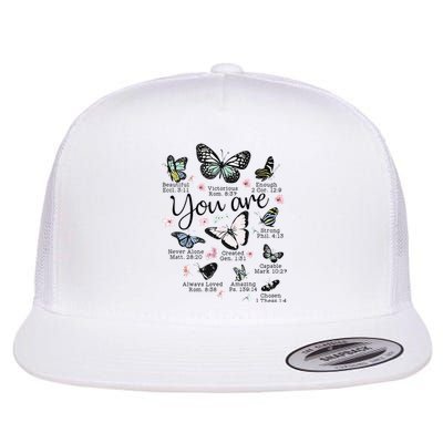 Inspirational Faithful Butterfly Design for Christians Flat Bill Trucker Hat