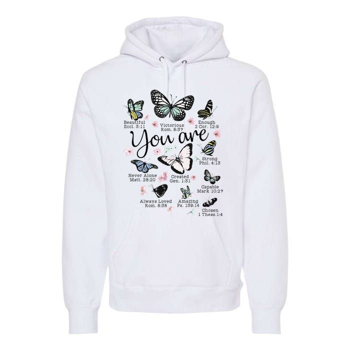 Inspirational Faithful Butterfly Design for Christians Premium Hoodie