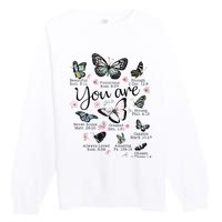 Inspirational Faithful Butterfly Design for Christians Premium Crewneck Sweatshirt