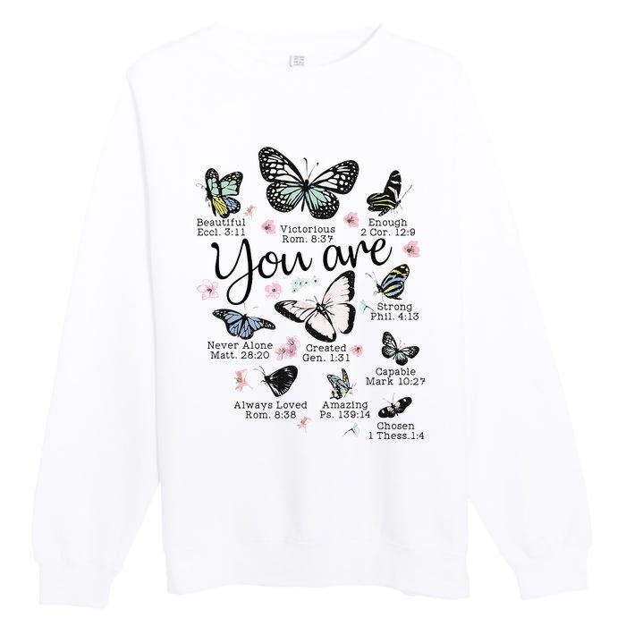 Inspirational Faithful Butterfly Design for Christians Premium Crewneck Sweatshirt