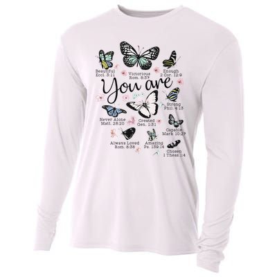 Inspirational Faithful Butterfly Design for Christians Cooling Performance Long Sleeve Crew