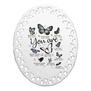 Inspirational Faithful Butterfly Design for Christians Ceramic Oval Ornament