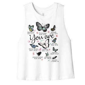 Inspirational Faithful Butterfly Design for Christians Women's Racerback Cropped Tank