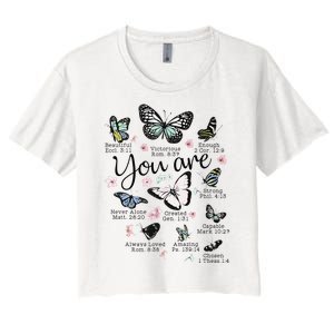 Inspirational Faithful Butterfly Design for Christians Women's Crop Top Tee