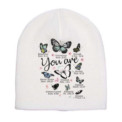 Inspirational Faithful Butterfly Design for Christians Short Acrylic Beanie