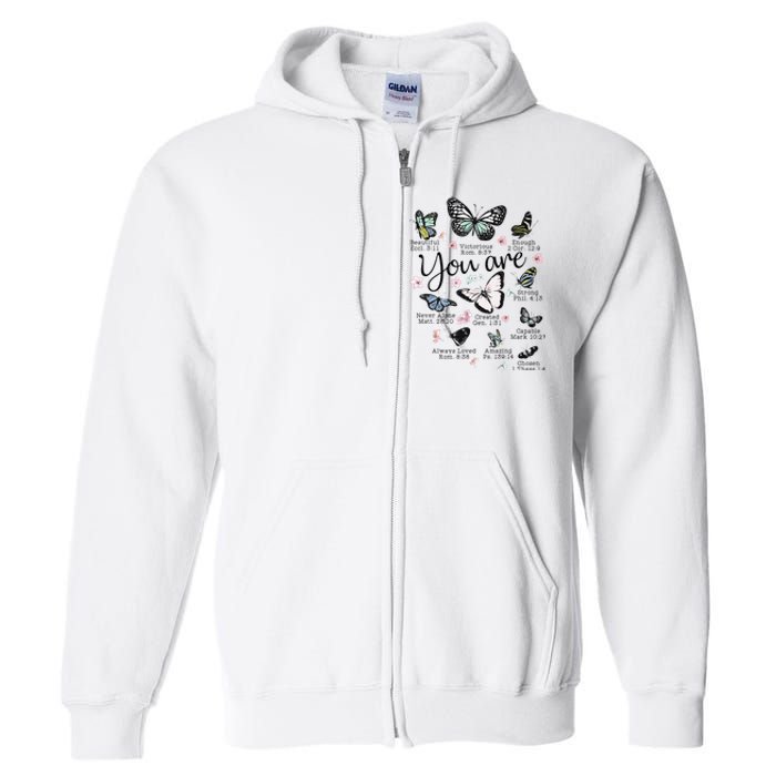 Inspirational Faithful Butterfly Design for Christians Full Zip Hoodie