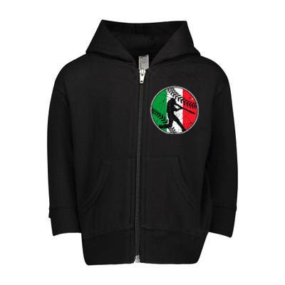 Italian Flag Baseball Hitter Italy Flag Toddler Zip Fleece Hoodie