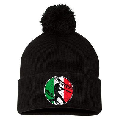 Italian Flag Baseball Hitter Italy Flag Pom Pom 12in Knit Beanie