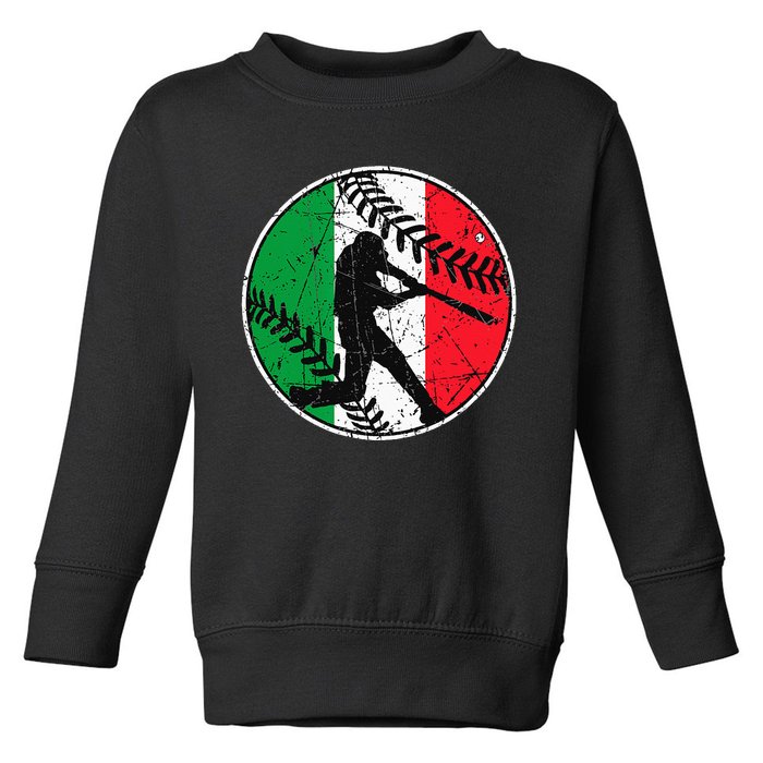 Italian Flag Baseball Hitter Italy Flag Toddler Sweatshirt