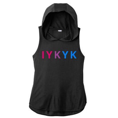 Iykyk Funny Bisexual Lgbtq Pride Subtle Lgbt Bi I Y K Y K Ladies PosiCharge Tri-Blend Wicking Draft Hoodie Tank