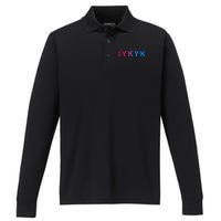 Iykyk Funny Bisexual Lgbtq Pride Subtle Lgbt Bi I Y K Y K Performance Long Sleeve Polo