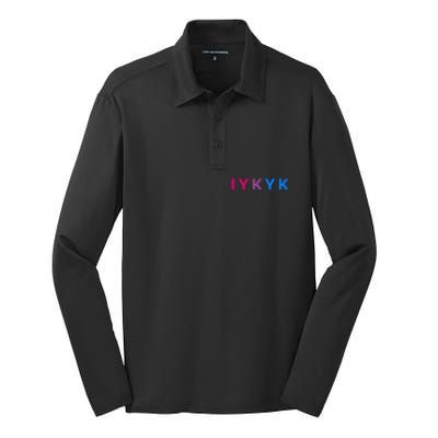 Iykyk Funny Bisexual Lgbtq Pride Subtle Lgbt Bi I Y K Y K Silk Touch Performance Long Sleeve Polo