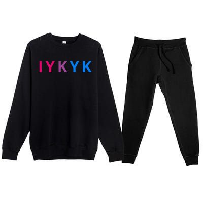 Iykyk Funny Bisexual Lgbtq Pride Subtle Lgbt Bi I Y K Y K Premium Crewneck Sweatsuit Set