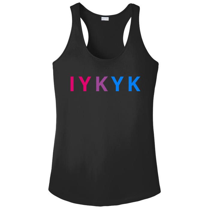 Iykyk Funny Bisexual Lgbtq Pride Subtle Lgbt Bi I Y K Y K Ladies PosiCharge Competitor Racerback Tank