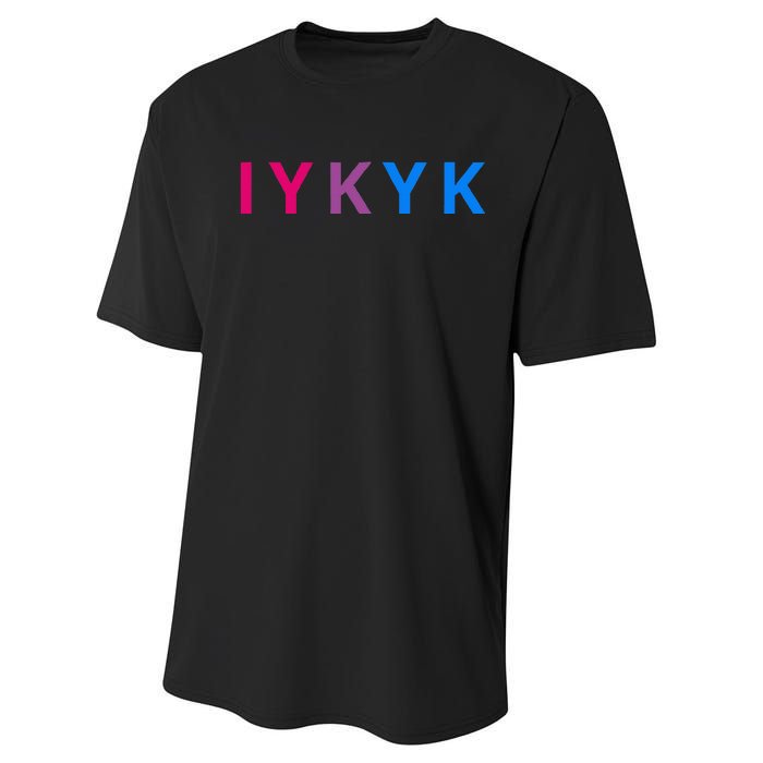 Iykyk Funny Bisexual Lgbtq Pride Subtle Lgbt Bi I Y K Y K Performance Sprint T-Shirt