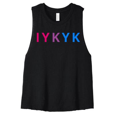 Iykyk Funny Bisexual Lgbtq Pride Subtle Lgbt Bi I Y K Y K Women's Racerback Cropped Tank