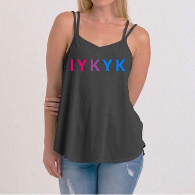 Iykyk Funny Bisexual Lgbtq Pride Subtle Lgbt Bi I Y K Y K Women's Strappy Tank