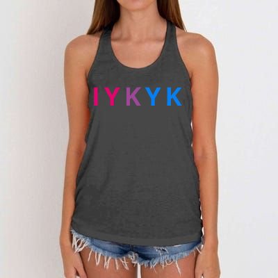 Iykyk Funny Bisexual Lgbtq Pride Subtle Lgbt Bi I Y K Y K Women's Knotted Racerback Tank