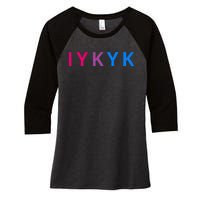 Iykyk Funny Bisexual Lgbtq Pride Subtle Lgbt Bi I Y K Y K Women's Tri-Blend 3/4-Sleeve Raglan Shirt