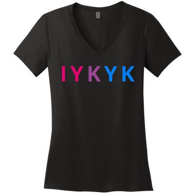 Iykyk Funny Bisexual Lgbtq Pride Subtle Lgbt Bi I Y K Y K Women's V-Neck T-Shirt